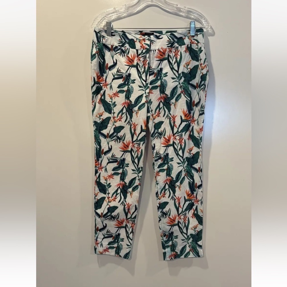 Talbots Hampshire Ankle Pant Birds of Paradise Tropical Floral‎ Womens 8P (1401)
